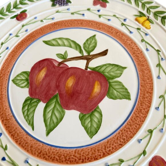 Hand Painted Apple and Fruit Footed Ceramic Platter by Fresh N Fruity - Picture 3 of 5